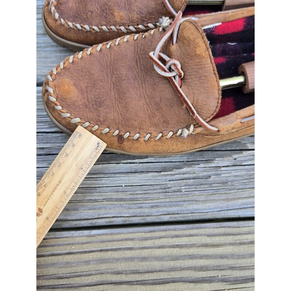 LL Bean Handsewn Flannel Lined Mocs Leather Boat Shoes Loafers Men's Size 11